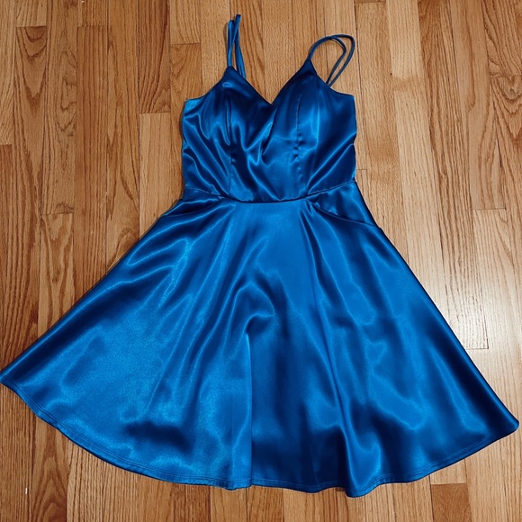 City Studio Juniors Lace Back & Flare Party Dress - Picture 3 of 5